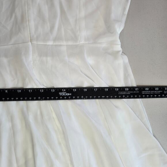 Club L Dress Women's 20 Cream - White Mini Sleeveless Sheer Lined Flowers Ruffle - Picture 14 of 16